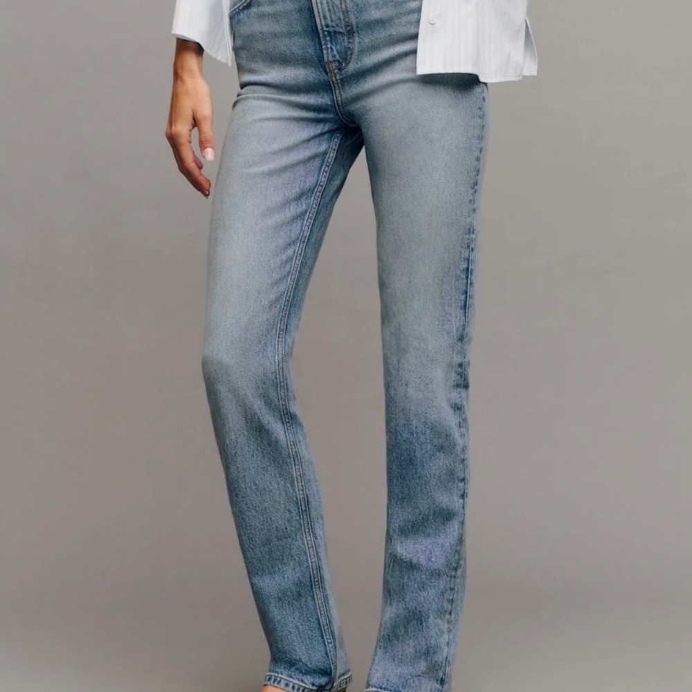 Reformation Jax Stretch High Rise Straight Jeans Blue - Size 24